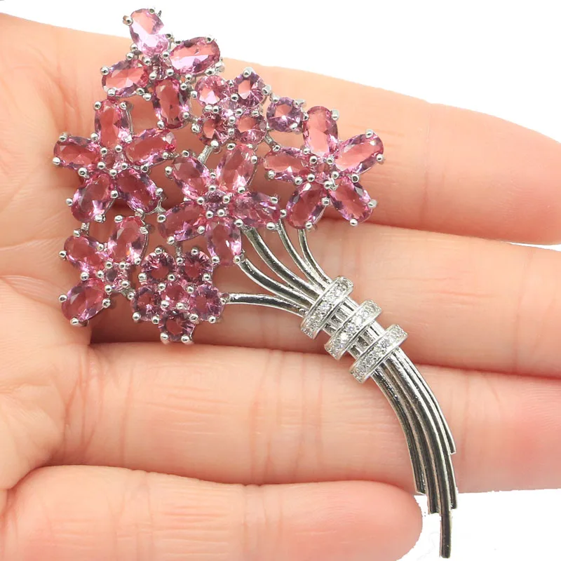 73x42 мм SheCrown цветы в форме созданного розового турмалина Свадебная женская