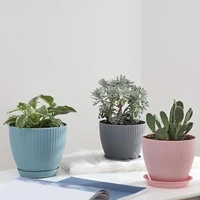 1pc nordic simple succulent plant flowerpot with tray thickened plastic green plant flower pot home office desktop floor decor
