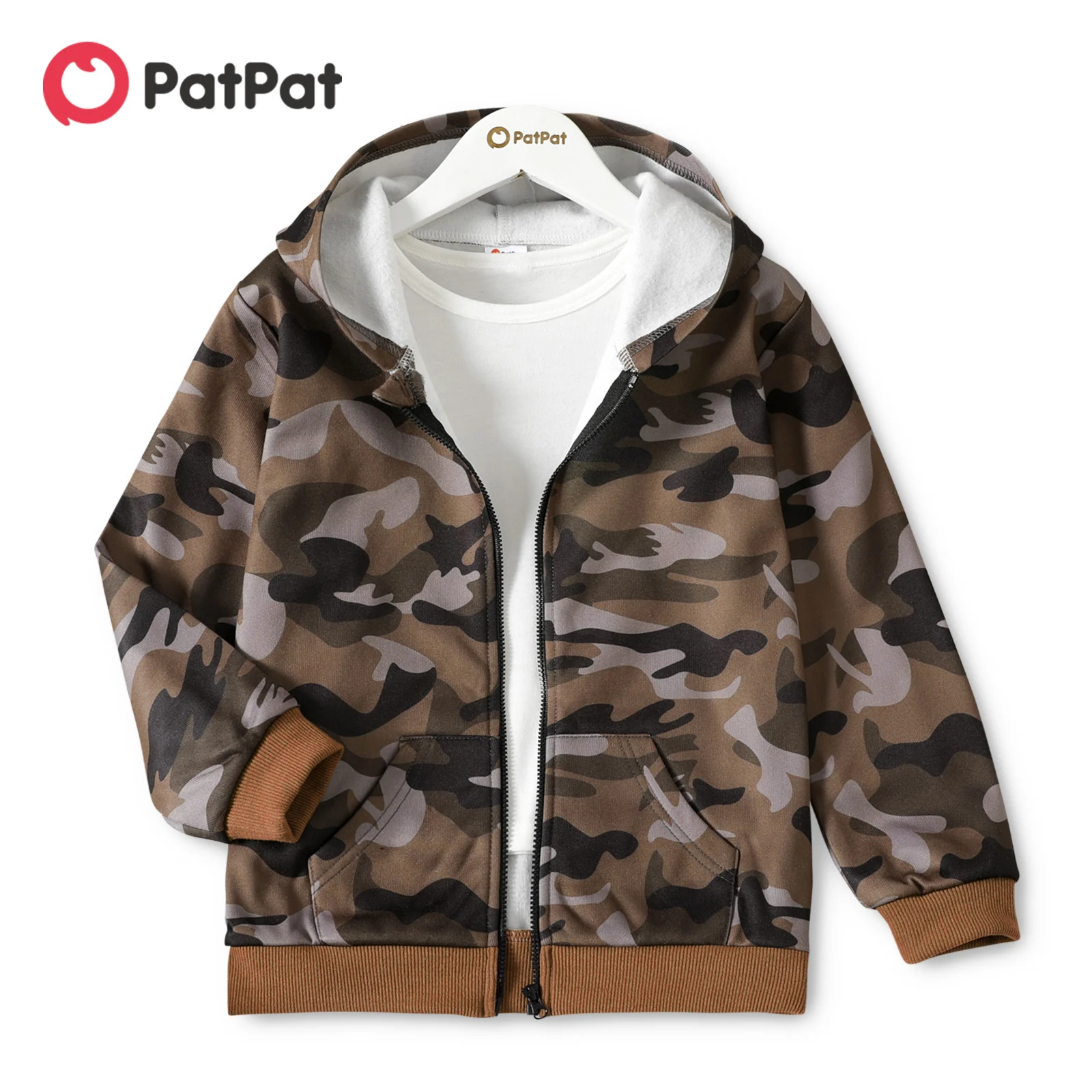 

PatPat Kid Boy Camouflage Print Fleece Lined Zipper Hooded Jacket Sweatshirt
