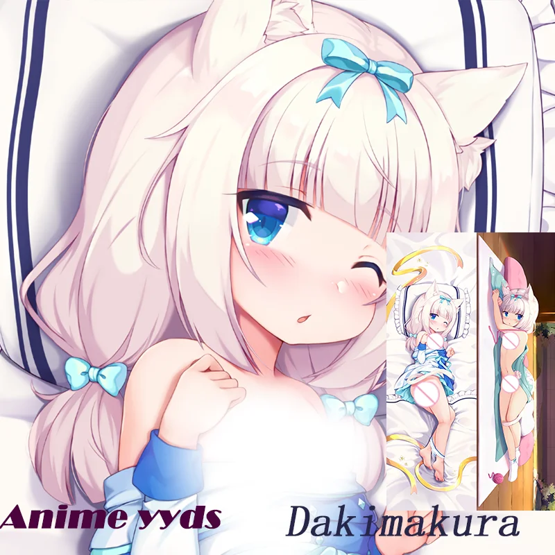 Подушка для тела Dakimakura с кошачьими ушками Лали ваниль Двусторонняя принтом в