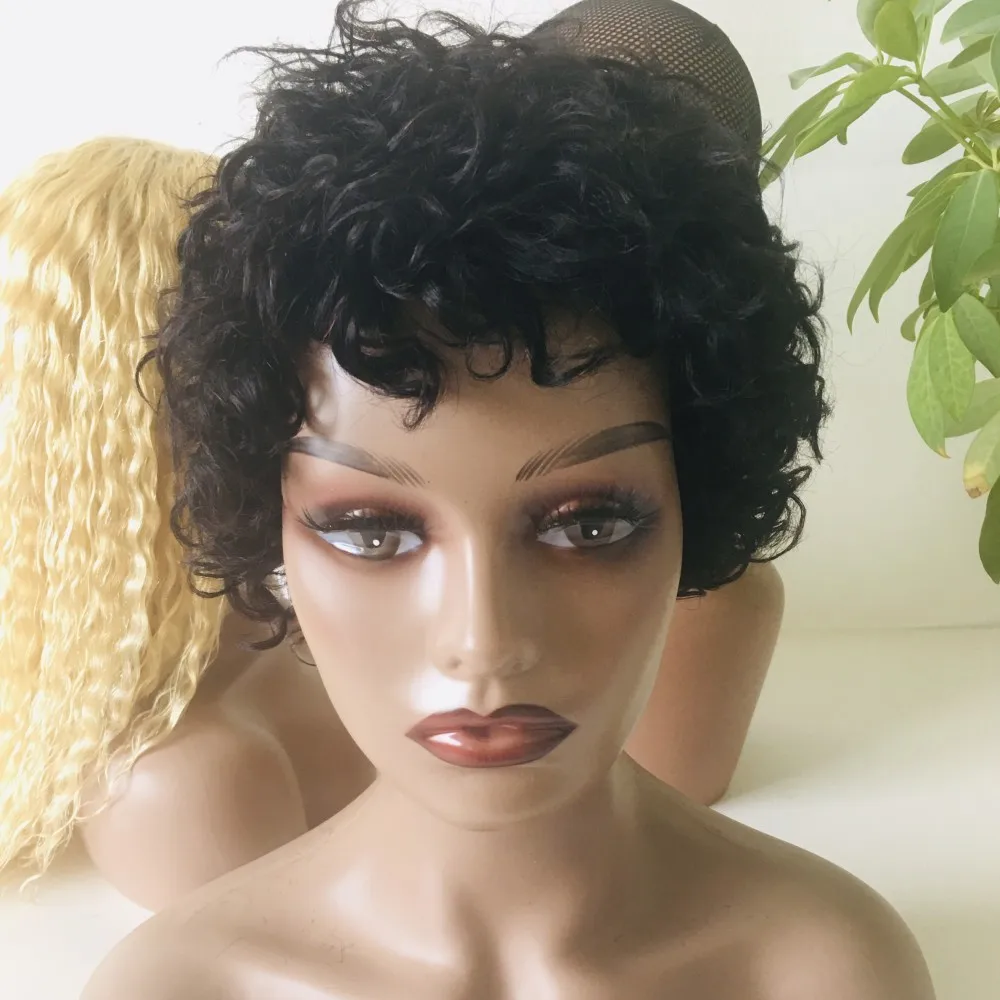Короткий кудрявый афро-волосы парик с нарезанными волосами спиральные кудрявые