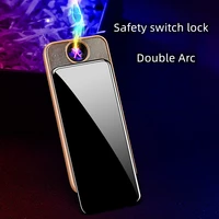 hot selling personalized creative windproof double arc metal lighter usb charging flameless portable lighter high end gift