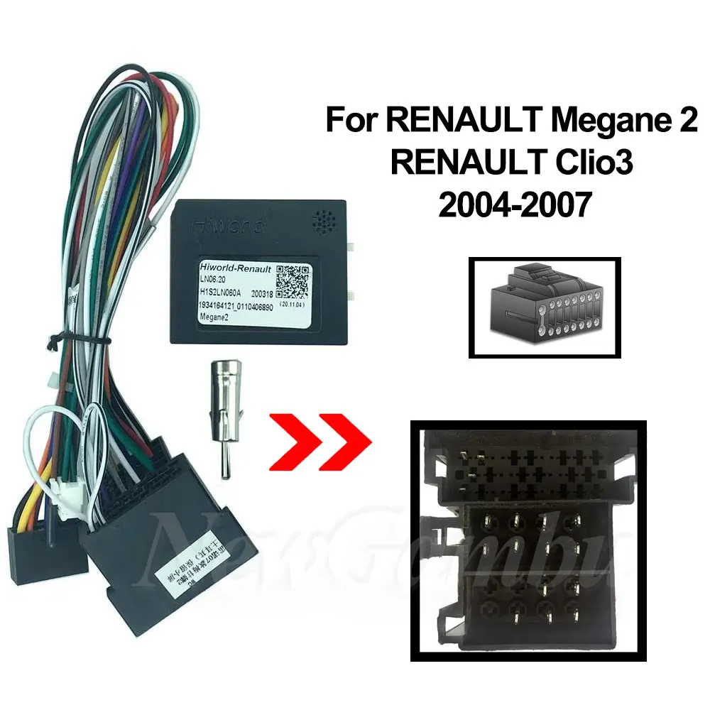 16 контактов для RENAULT Megane 2 Clio 3 Clio3 2004 - 2007 Canbus кабель питания для Android плеера аудио адаптер Dash Trim kit Facia Panel