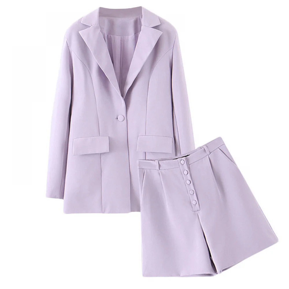 

Autumn Women Three Piece Suits Long Sleeve Solid A Buckle Blazer High Waist Pants Fashion Office Wear Clothes Women Sets Outfits