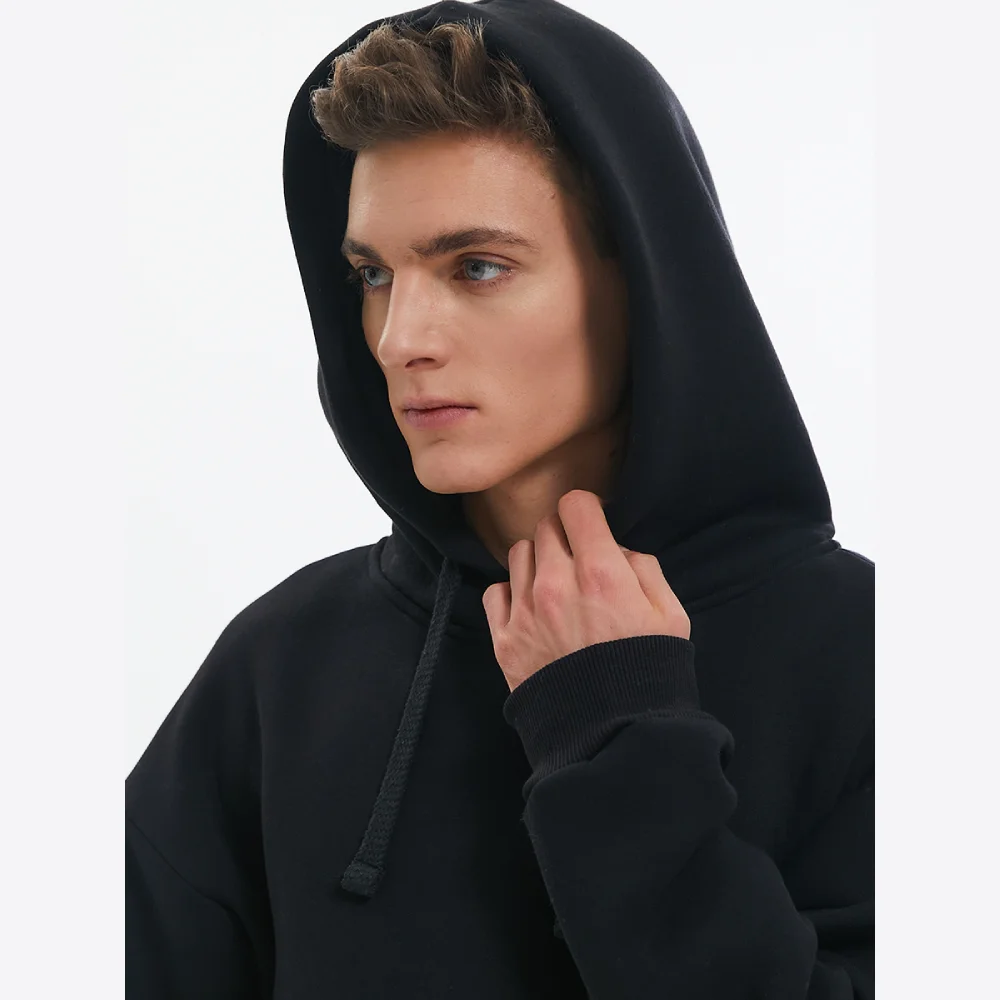 Jonquil Худи мужское &quotЧерный&quot с капюшоном умеренный оверсайз начесом карманом |