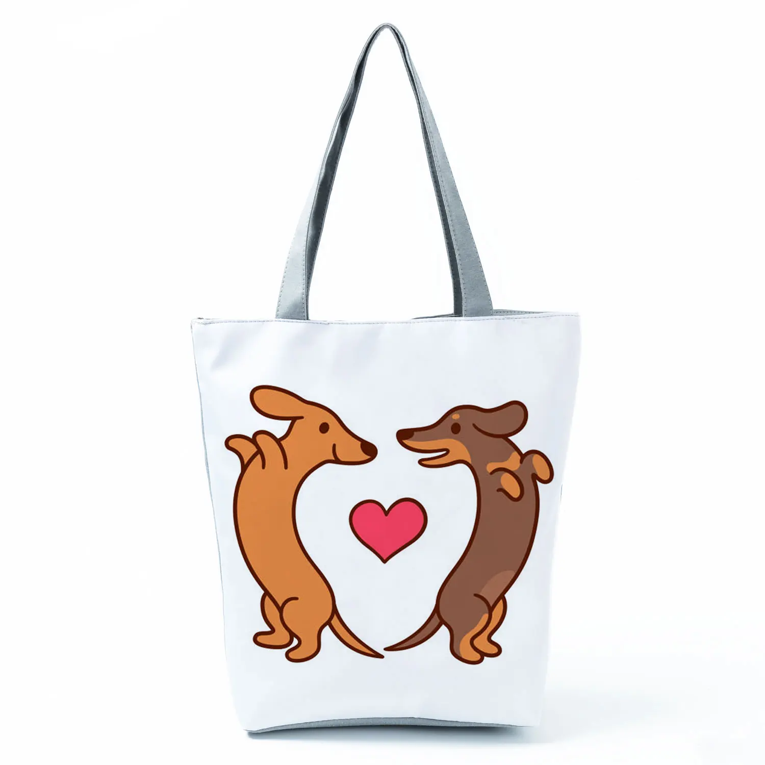 

Dog Love Printed Shoulder Bag Ladies Cartoon Animal Eco Friendly Women Casual Tote Simple Eco Reusable Practical Shopping Bag