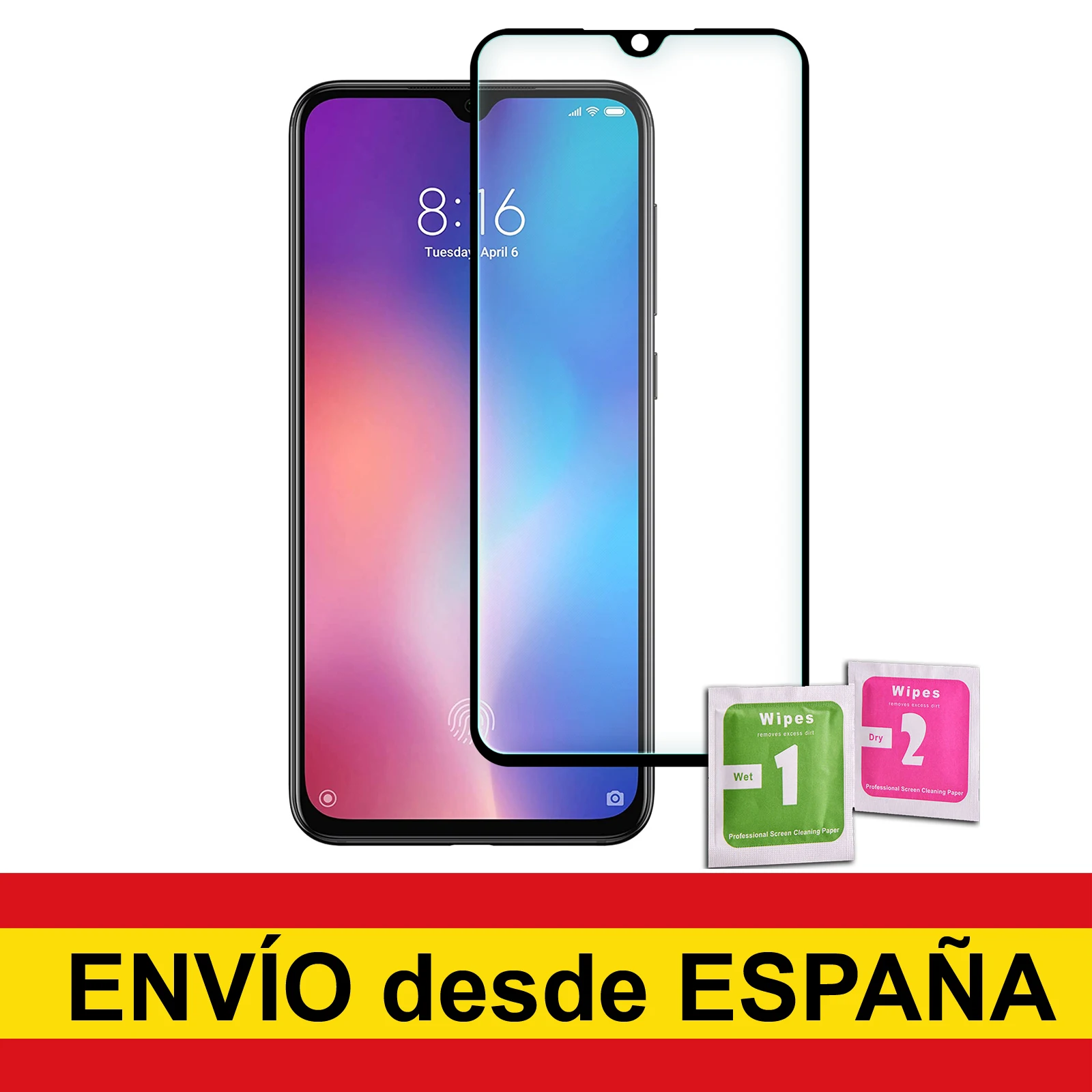 Закаленное стекло для защиты экрана XIAOMI MI 9 SE полное фронтальное черное качество