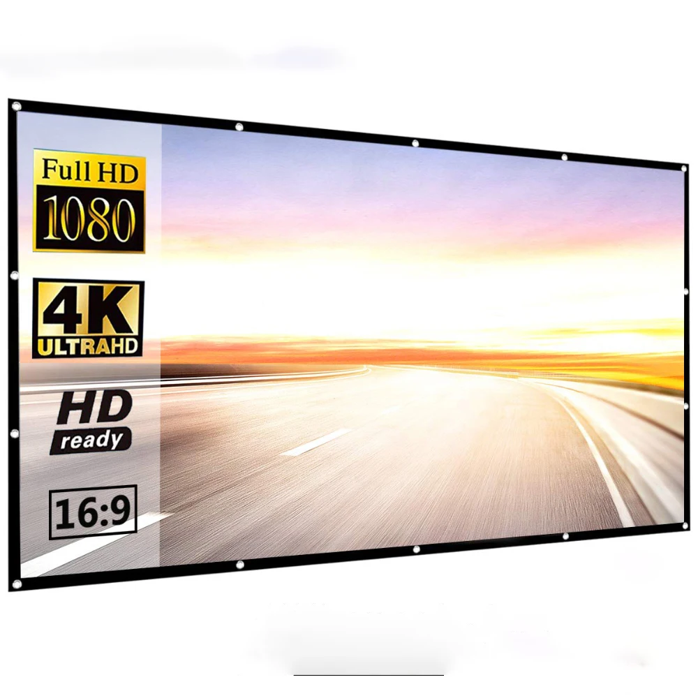 

2021 HOT Sale Portable Ultra-clear 3D HD Projection Screen 60 72 84 100 inch 16:9 Outdoor Movie Screen For Travel Home Theater