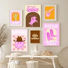 Модный Красочный Абстрактный художественный постер с мультяшным ковбойским принтом на высоком каблуке гитара девочка скандинавский холст картина для гостиной кровати комнаты домашний декор