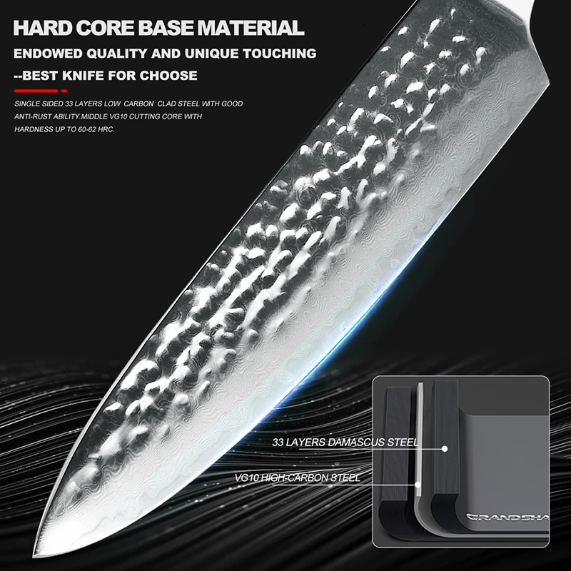 Набор японских кухонных ножей из дамасской стали 67 слоев |