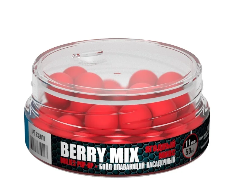 Бойлы насадочные плавающие Sonik Baits BERRY MIX Fluo Pop-ups 11мм 50мл (Ягодный микс) |