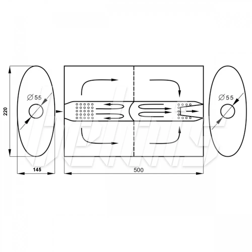 Глушитель универсальный belais тихий (нержавеющая сталь) Ø55 145x220x500 #18648 | Автомобили и