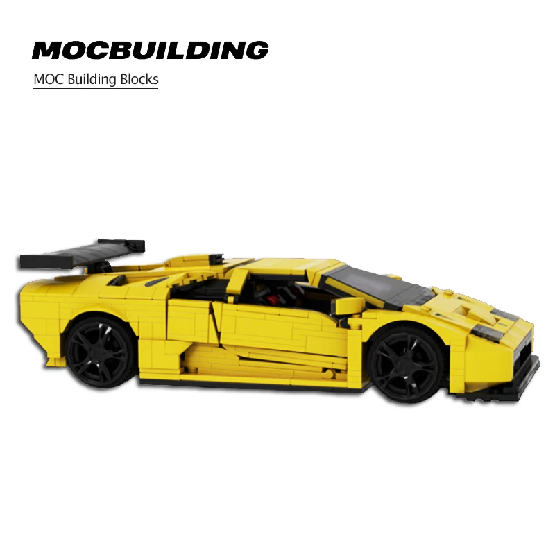 

MOC Bricks City Racer Vehicle Technical Car Diablo GTR Yellow Creator Speed Champion Expert MOC Sets Building Blocks Toys Child