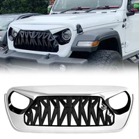front shark grill bumper grille for 18 21 jeep wrangler jl jt black white abs