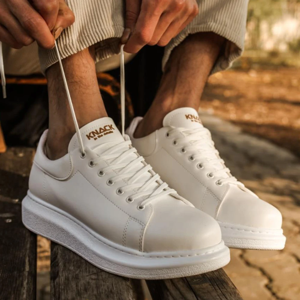 Knack Yüksek Taban Günlük Ayakkabı 044 Beyaz Şık Tasarım Men's Shoes Sports New Model Casual Stylish
