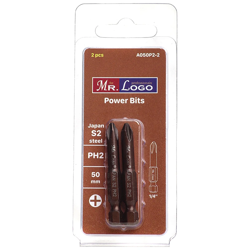 Биты для шуруповерта магнитные PH2 x 50 мм Mr.Logo Сталь - S2