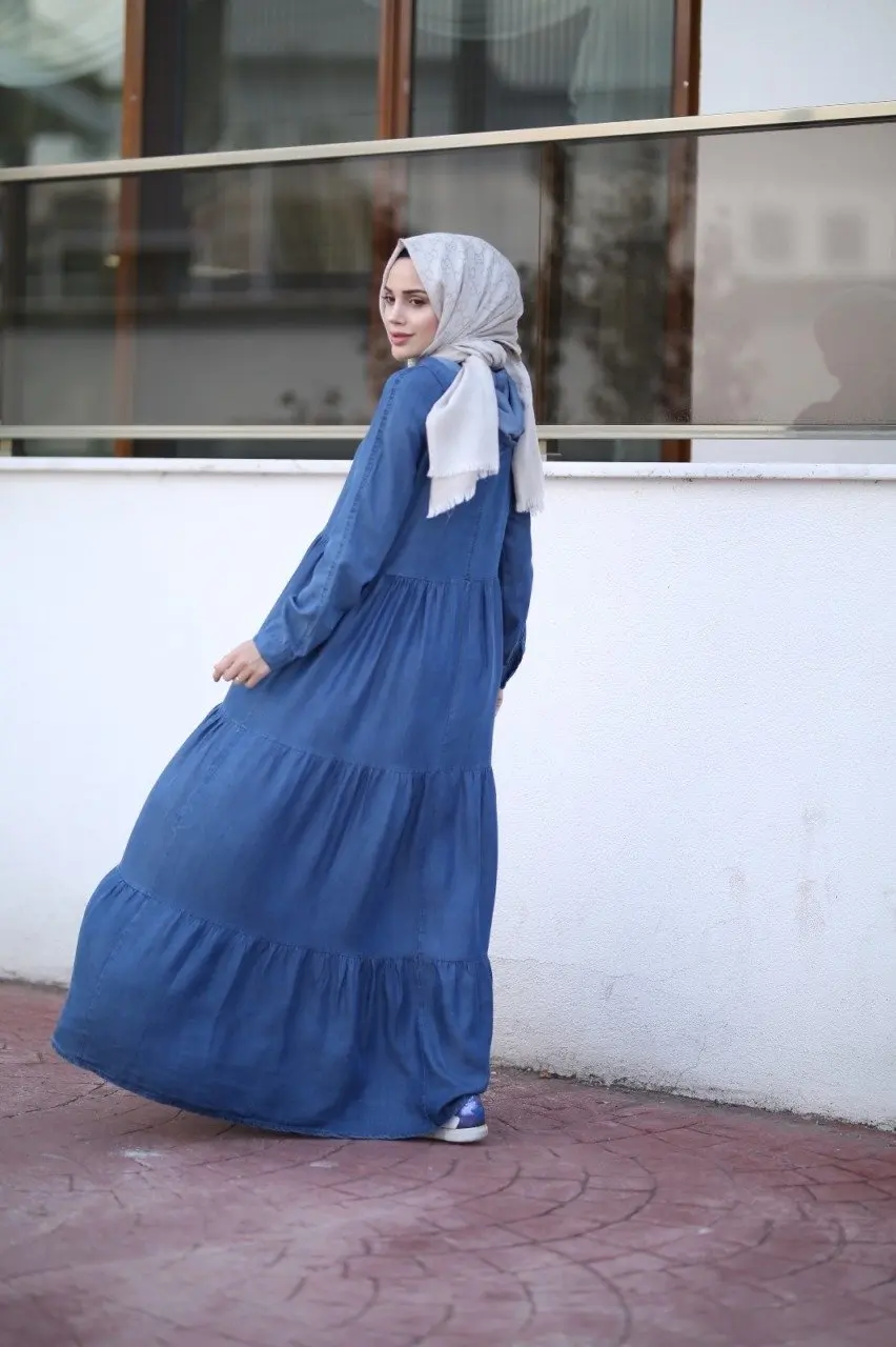 

Long Tencel Dress Hoody Women Dress Turkish Fashion Islamic Muslim Modern Clothing Turkey 2067