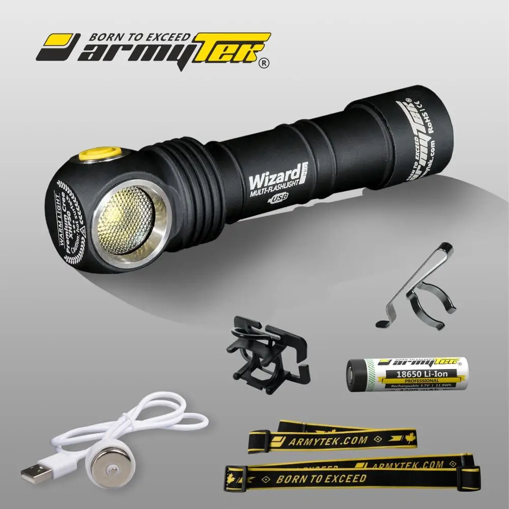 Налобный фонарь Armytek Wizard Pro v3 XHP50 Магнитный USB Перезаряжаемый Фонарь 18650 литий-ионный аккумулятор в комплекте