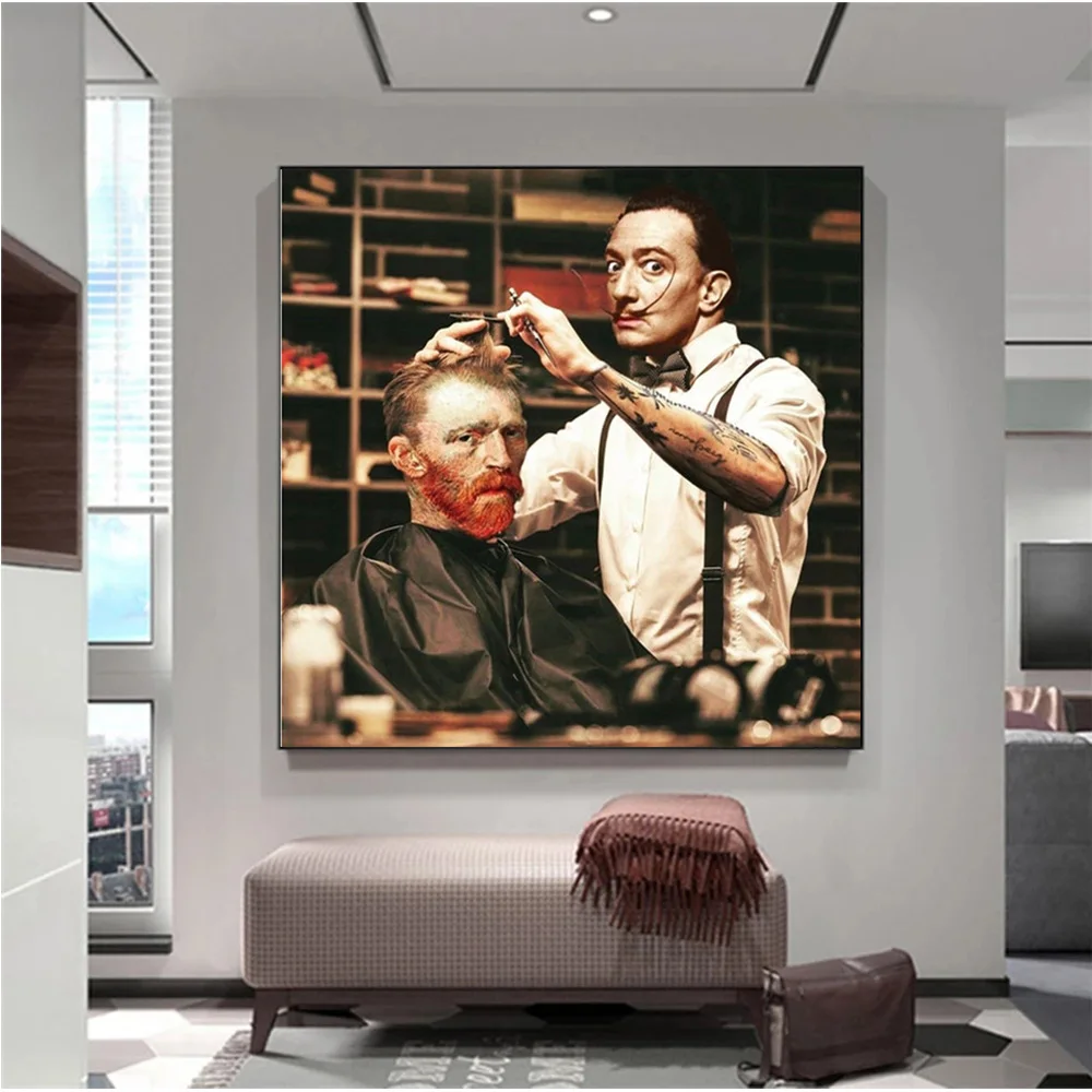 

Funny Van Gogh Haircut Canvas Painting Character Portrait Art Poster and Print Picture for Living Room Wall Art Home Decor