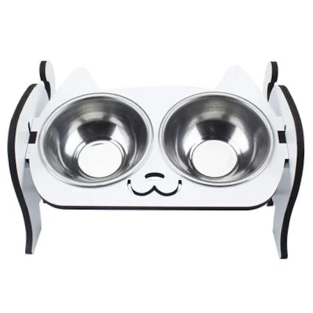 Деревянная Двойная Кошка Собака Мама и Водный Контейнер смешанные цвета