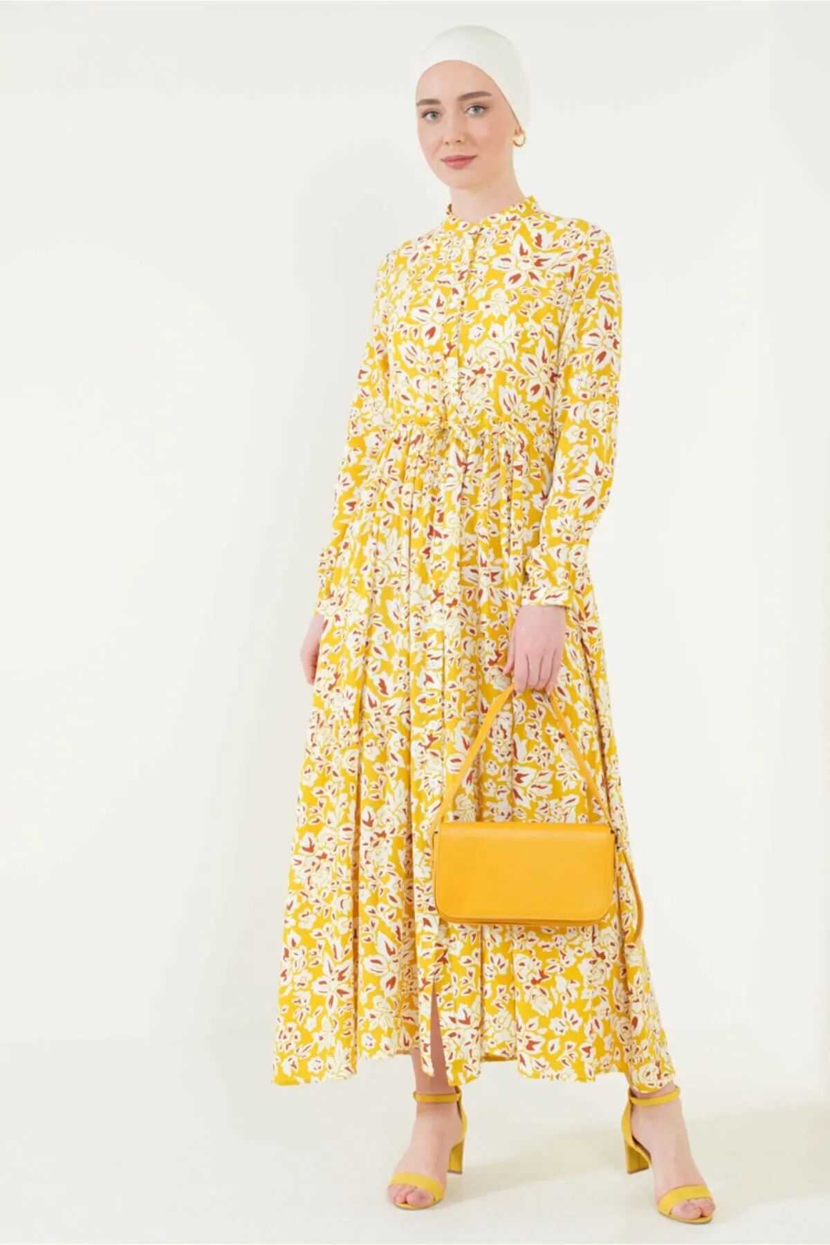 

2021 Hijab Closed Long Sleeve Muslim Dress For Women Summer Season Vibrant Color 100% Viscose Length Buttoned Item Length 136