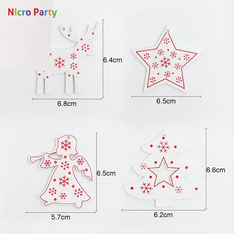 Nicro 5 шт./компл. Белый Красный Деревянные рождественские украшения Подвески Изделия из дерева подвесная Рождественская елка подарок для детей вечерние украшения# Chr60