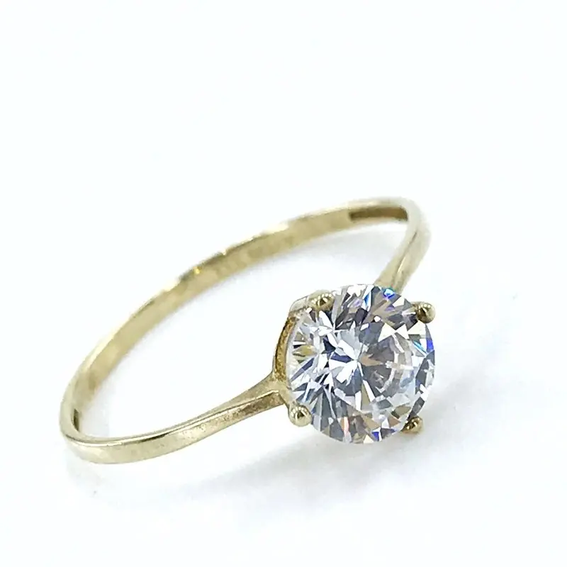 

Thin Elegant Light 5 mm Zircon 8 Sterling Gold Engagement Ring