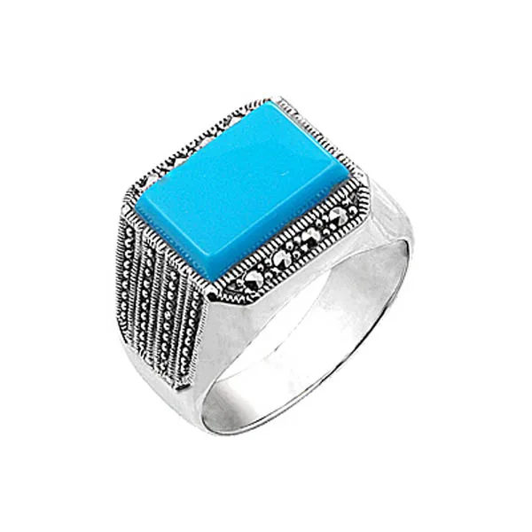 Серебряное 925 пробы кольцо из марказита|Кольца| |