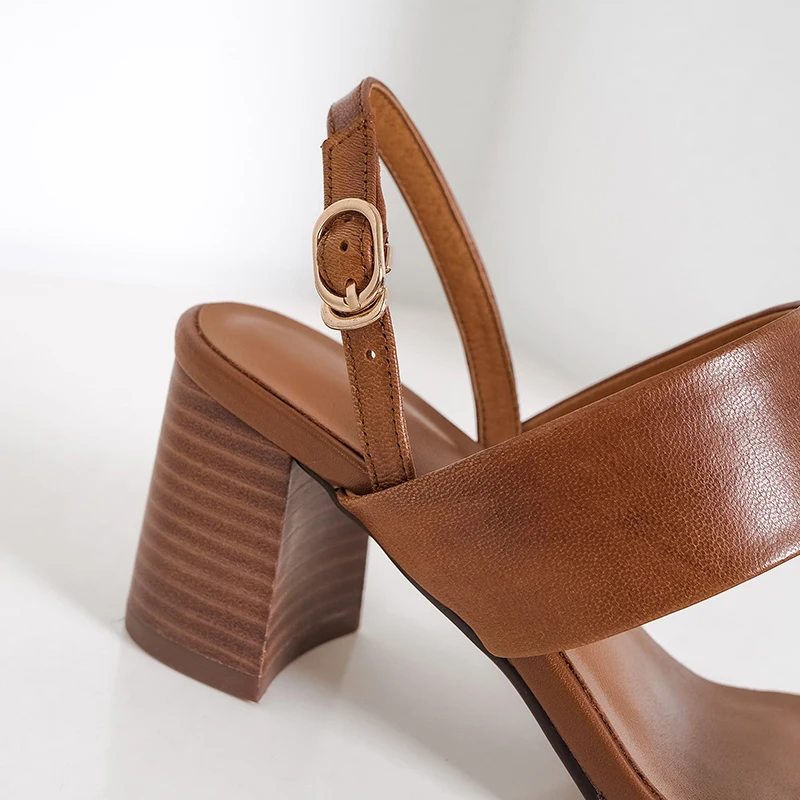 2021 женские босоножки на высоком каблуке из натуральной кожи Цвет черный