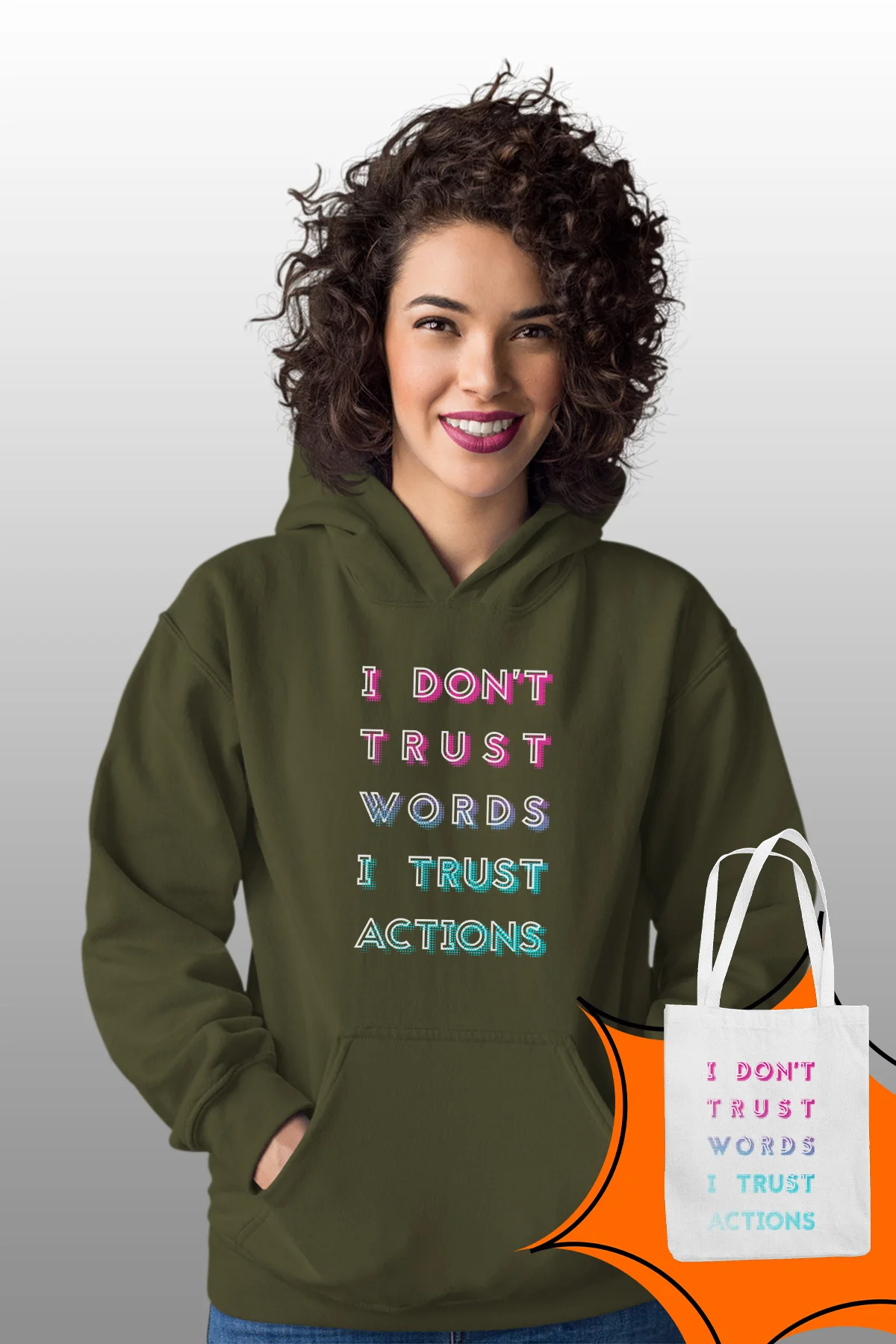 Angemiel Wear Dont Trust the World Green Женская толстовка с капюшоном сумки Kombin|Женские толстовки