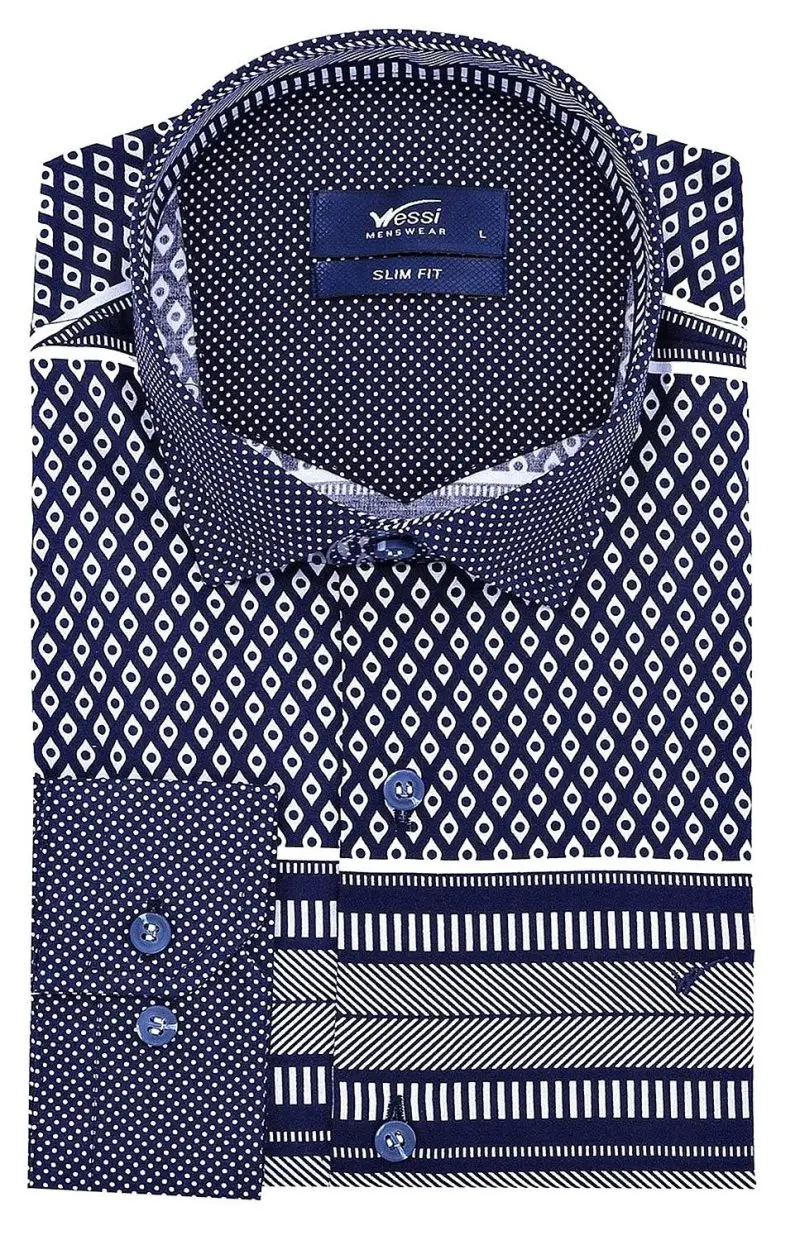 

Navy Board Pattern Men 'S Male Shirt Unimart Shop | Wessi