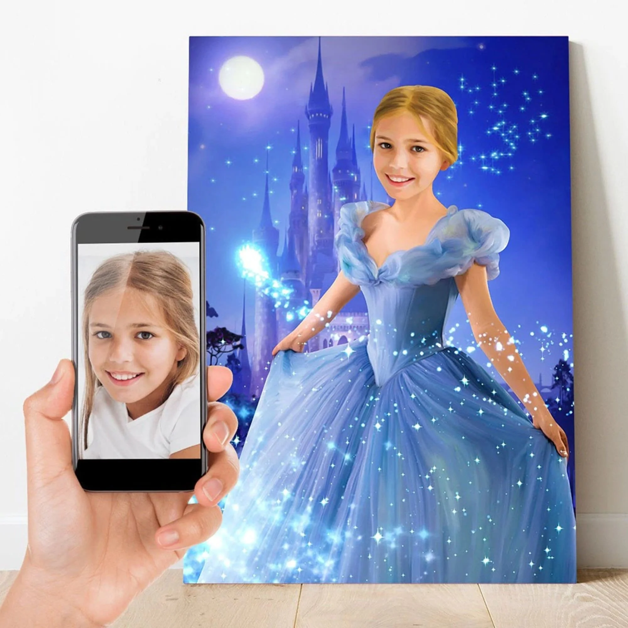 Pinturas de princesas de Frozen de Disney, personalización de foto impresa en lienzo, carteles