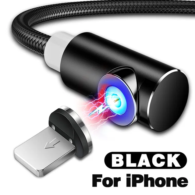 For iPhone Black Магнитный кабель INIU для быстрой зарядки, USB кабель для iPhone XS 8, samsung, type C, зарядное устройство, магнит, Micro USB, Andriod, кабели для мобильных телефонов - Цвет: For iPhone Black
