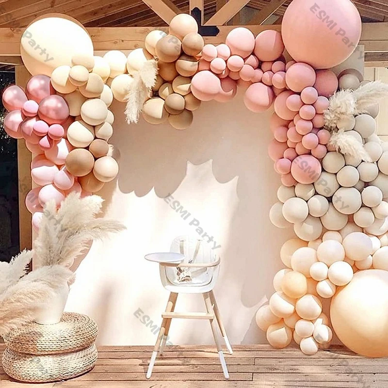 

163pcs Retro Pink Skin Balloons Garland Boho Wedding Decoration Rose Gold Blush Nude Ballon Arch DIY Birthday Baby Shower Deco