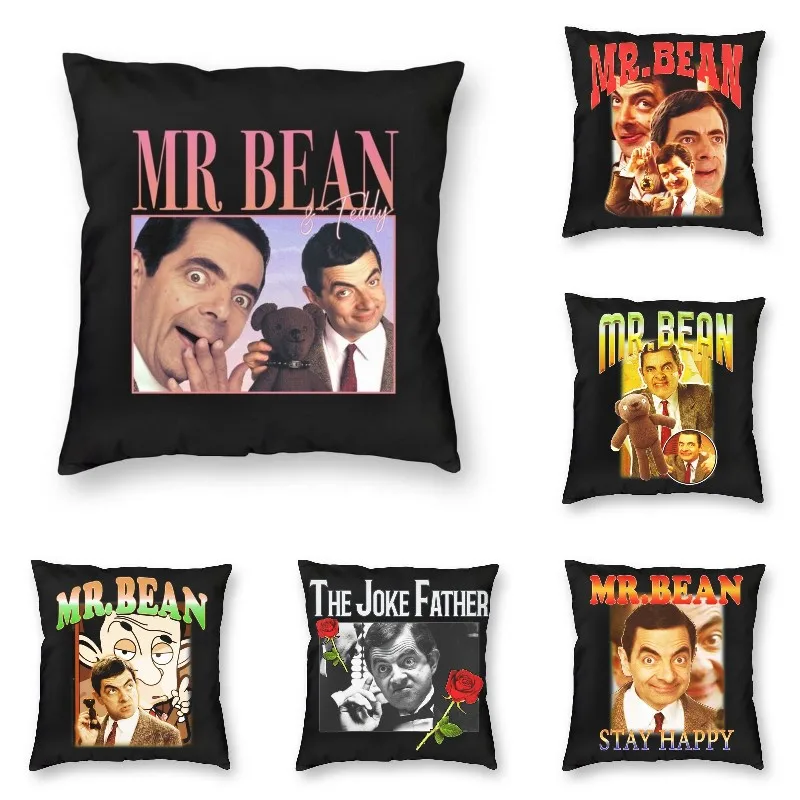 Mr Bean 90'S Retro Style Comedian Pillow Case Home Decorative Humor TV Show British Sitcom Sofa Cushion Cover Square Pillowcase