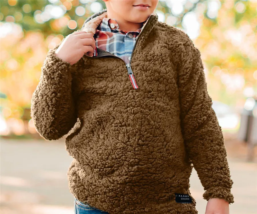 Однотонные пуловеры для детей куртки мальчиков и девочек сезон осень зима