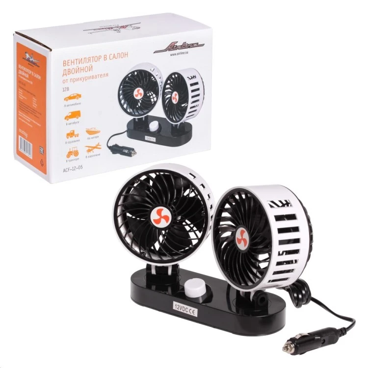 Вентилятор салонный № 5 двойной /12В/ пластик (AIRLINE)|Обогрев и вентиляторы| |