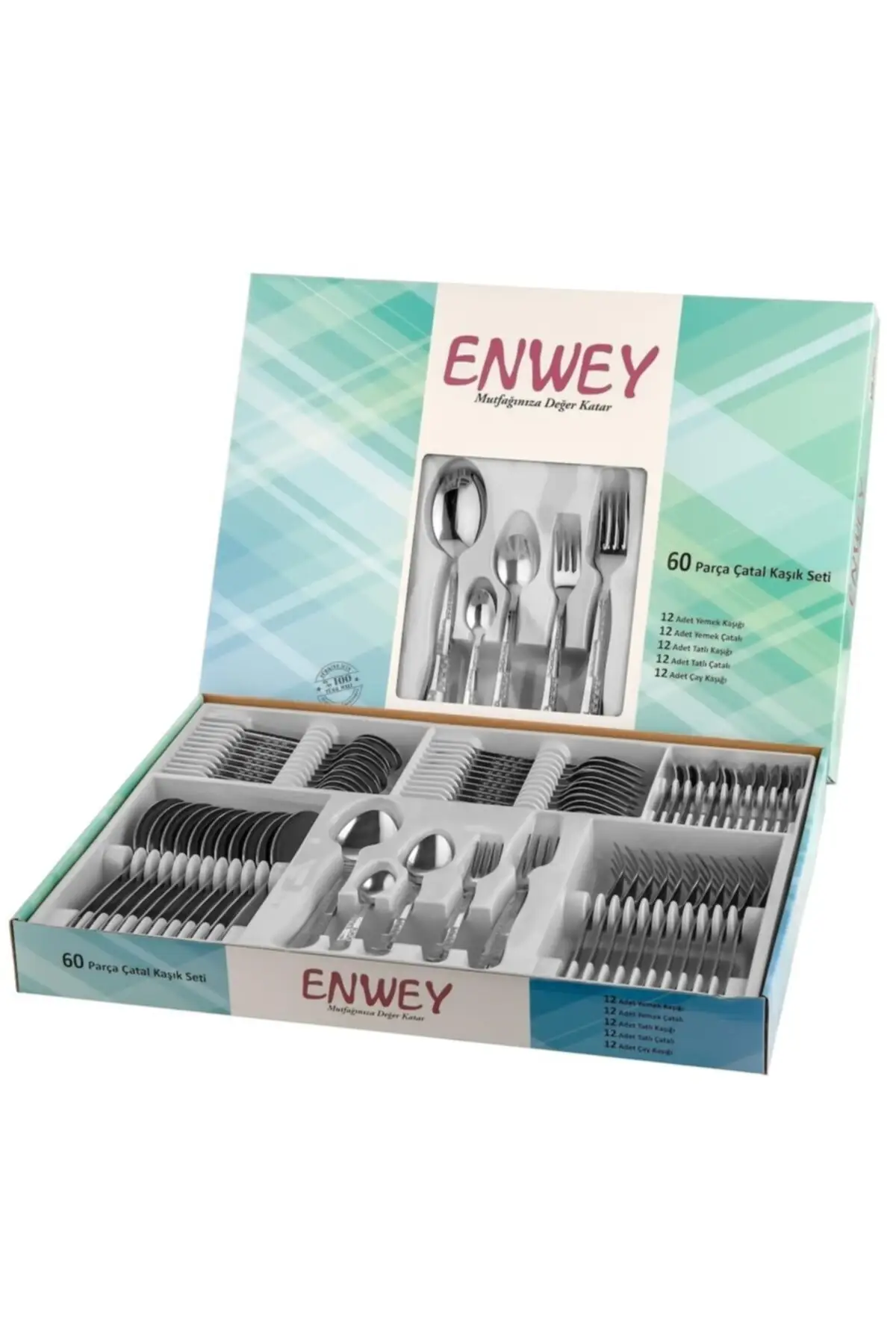 

Enwey 12 Person 60-Piece Serving Set Service Fork Service Spoon