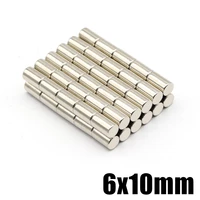 5102050100pcs 6x10 n35 ndfeb round neodymium magnet 6mm x 10mm super powerful strong permanent magnetic imanes disc 610