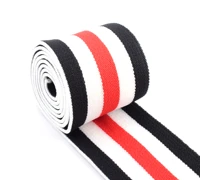 38mm high elastic striped webbing elastic band used for clothing design redwhiteblack striped elastic band by the yard