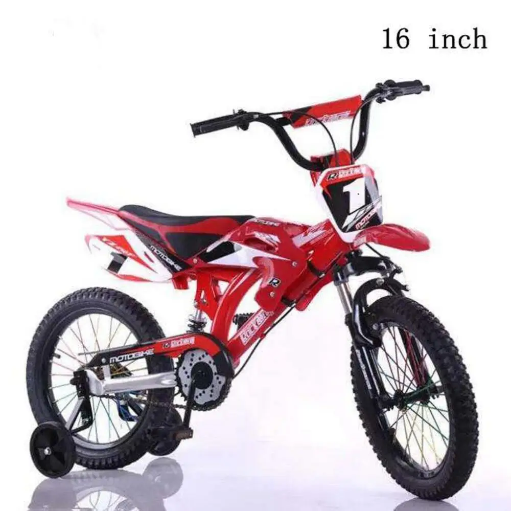 Bestellen Kinder Motorrad Bike 12/16 Zoll Suspension Bike 4 Räder Motor Design Kid Fahrrad