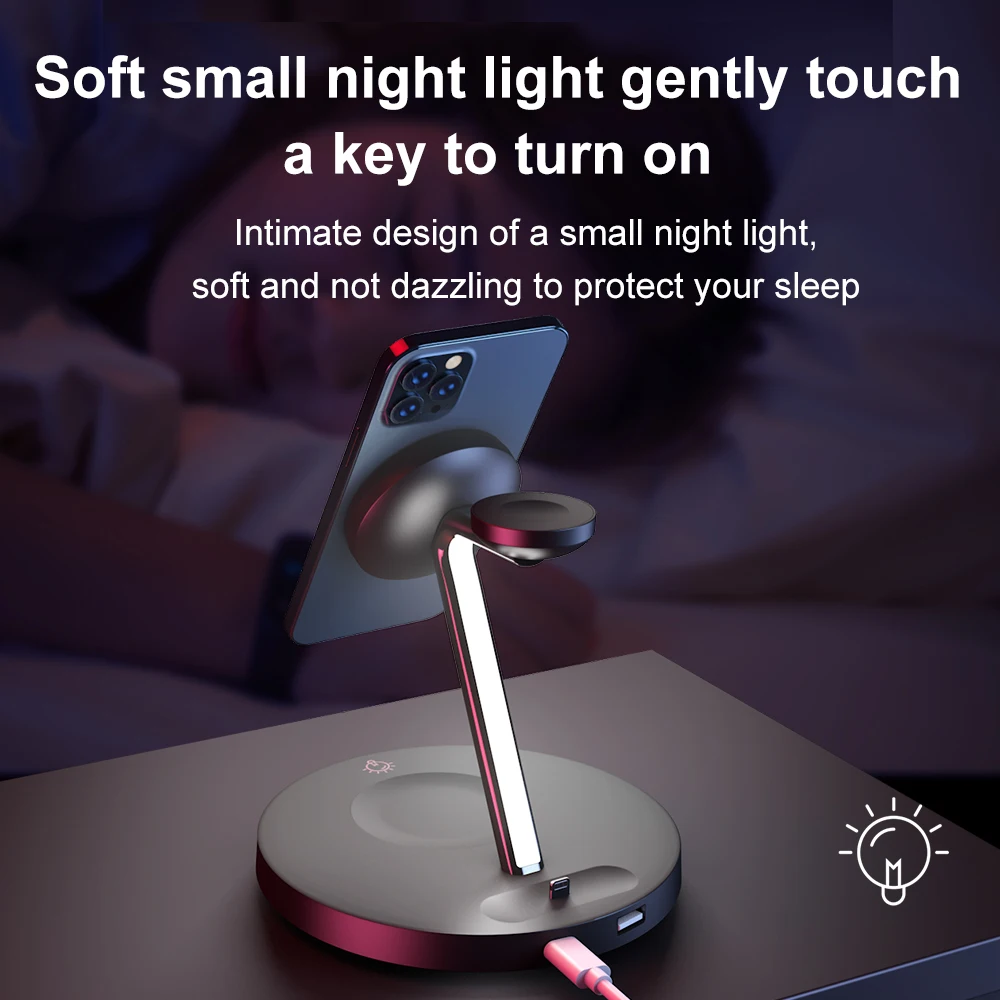 Sanchyi Magsafe es adecuado para iPhone 13, tel&eacute;fono m&oacute;vil, reloj, auriculares, soporte de carga inal&aacute;mbrica-3