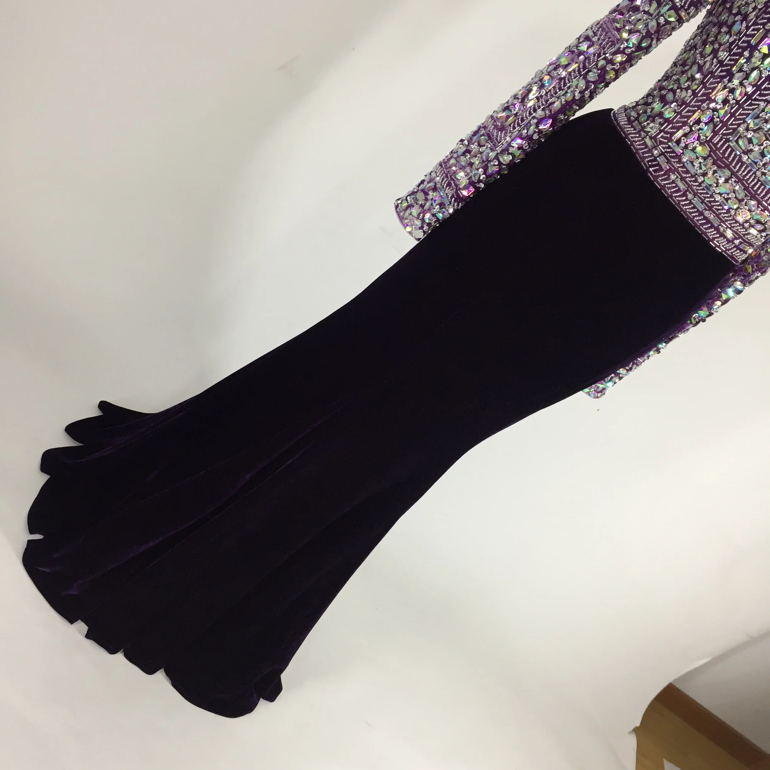 

Beaded Jersey Mermaid Prom Dresses 2020 robe de soire Long Sleeves Formal Evening Party Dresses For Women vestidos de festa