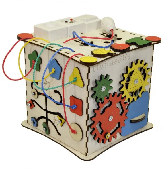 Бизиборд Куб развивающий с электрикой (блоком светоиндикации)