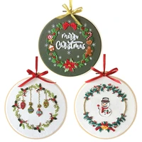 christmas gift embroidery kit for beginners stitch embroidery set embroidery pendant needlework craft kits english instruction