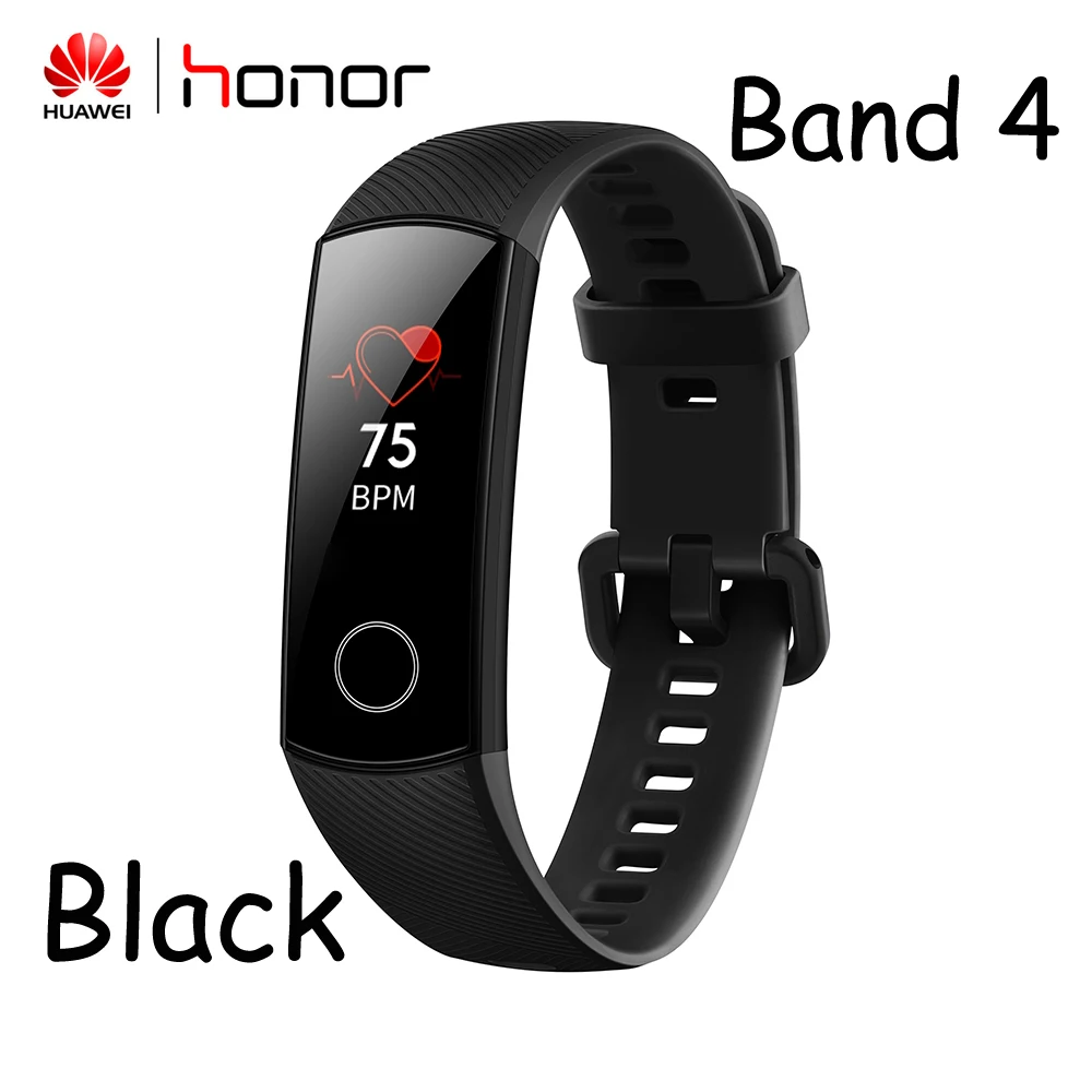 Black Band 4 Global Versio huawei Honor Band 5 4, умный Браслет, умный браслет, шагомер, сенсорный экран, для плавания, сердечного ритма, сна, монитор - Цвет: Black Band 4