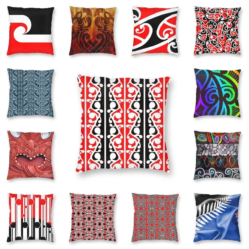 

Personalized Maori Kowhaiwhai Traditional Pattern Cushion Cover Sofa Decoration Flag Of New Zealand Square Throw Pillow Cover