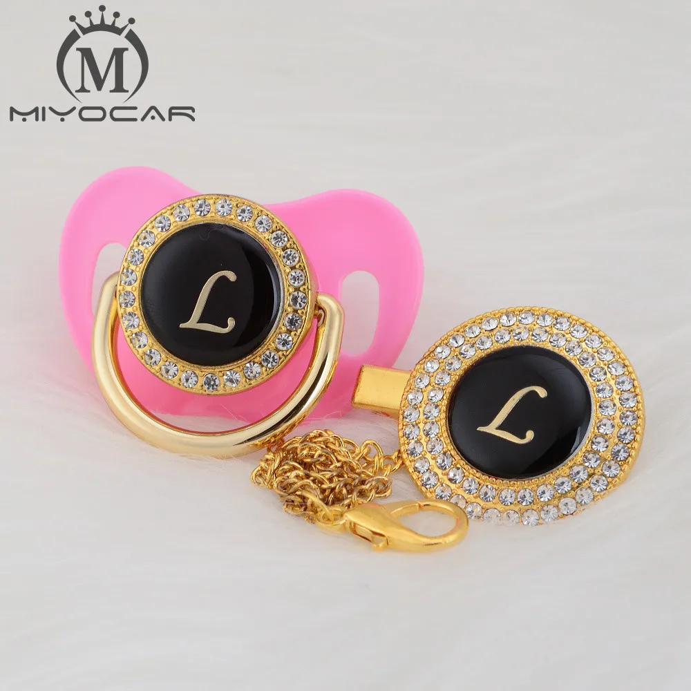 Уникальный дизайн имя и инициалы MIYOCAR L красивая блестящая соска на клипсе без БФА
