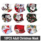 10 шт., Одноразовые Дышащие маски для лица с рождественским принтом