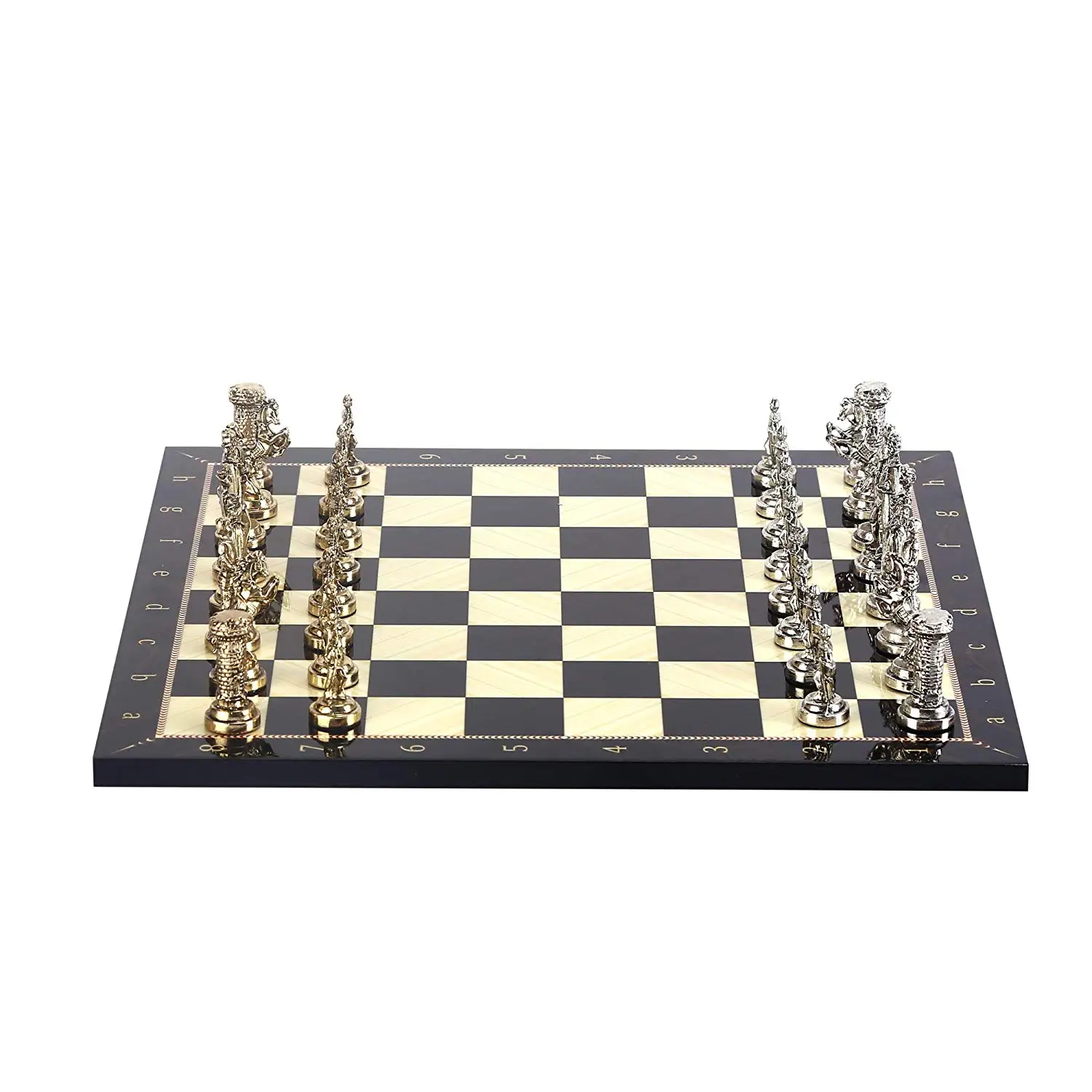 Medieval British Army Metal Chess Set for Adult Handmade Pieces and Walnut Patterned Wood Board Kıng 7 cm | Спорт и развлечения